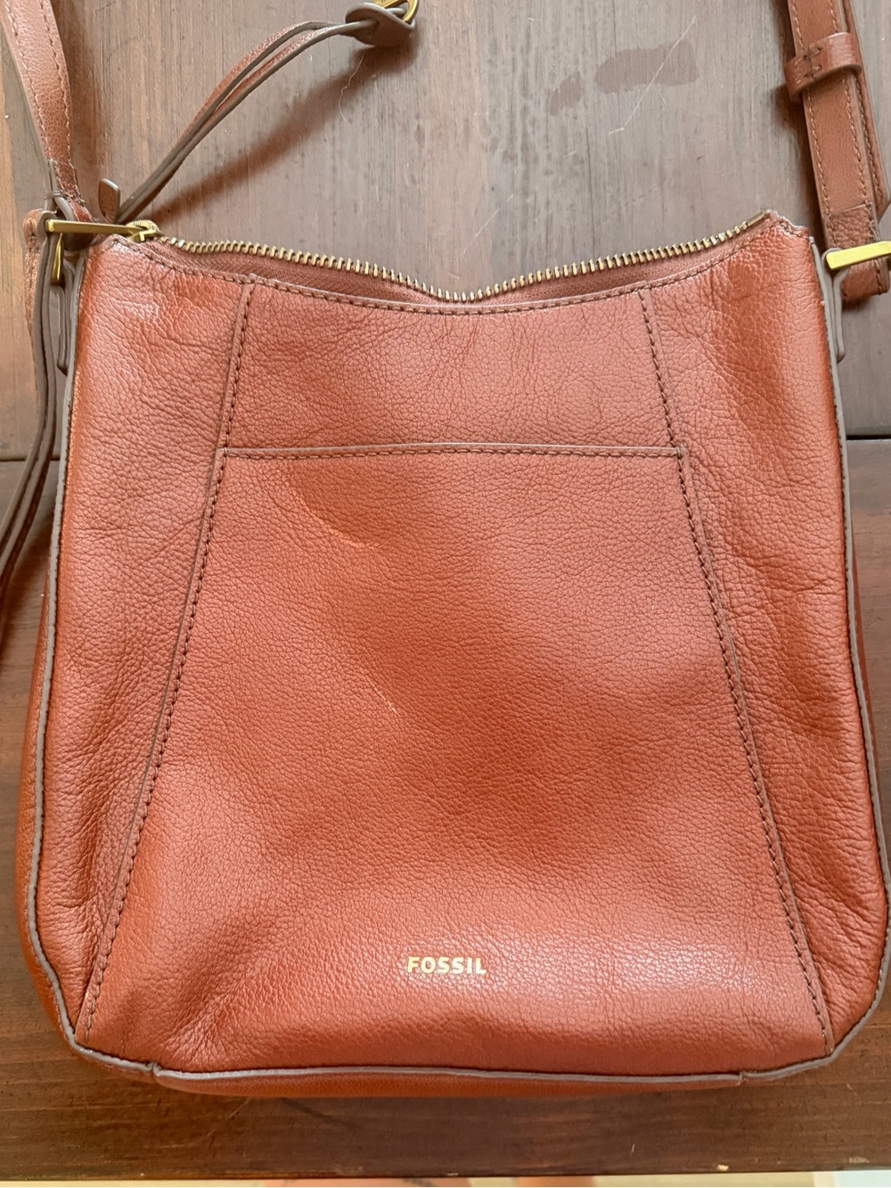 Fossil Women's Chestnut Brown Leather Crossbody Bag